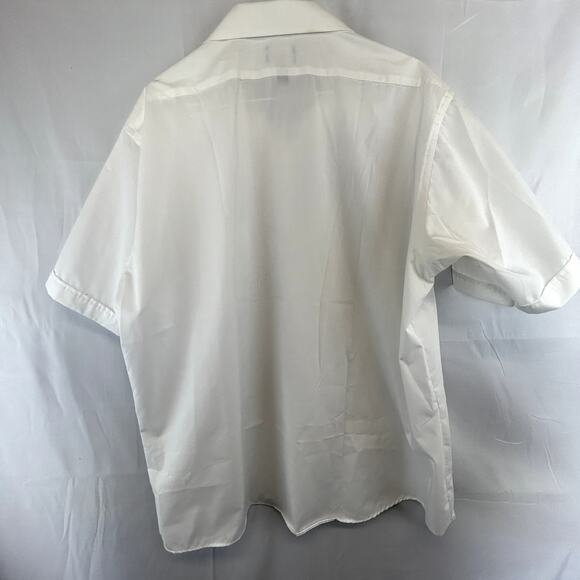 PUritan Men's White Shirt button-up 17 1/2  51" USA made pocket short sleeve - Picture 8 of 11